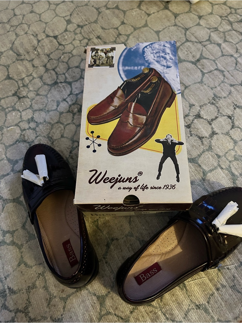 Bass Men’s Dark Burgundy Patent Leather Penny Loafers